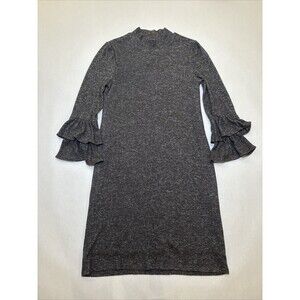 White House Black Market Tiered Bell Sleeve Gray Sweater Dress Size XS EUC